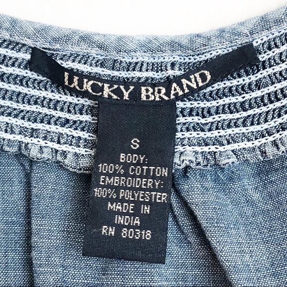 Lucky Brand Denim Boho Peasant Top - Picture 6 of 8